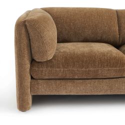 Canapé droit fixe NIKKI 2 places velours texturé marron