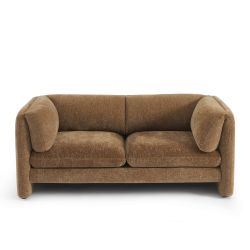 Canapé droit fixe NIKKI 2 places velours texturé marron