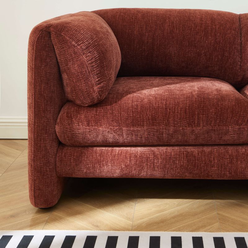 Canapé droit fixe NIKKI 2 places velours texturé terracotta