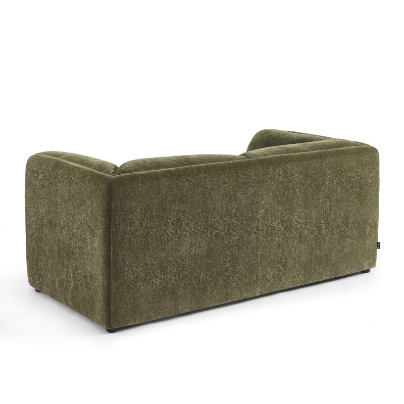 Canapé droit fixe NIKKI 2 places velours texturé vert