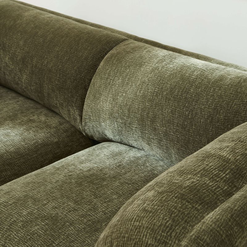 Canapé droit fixe NIKKI 2 places velours texturé vert