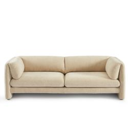 Canapé droit fixe NIKKI 3 places velours texturé beige