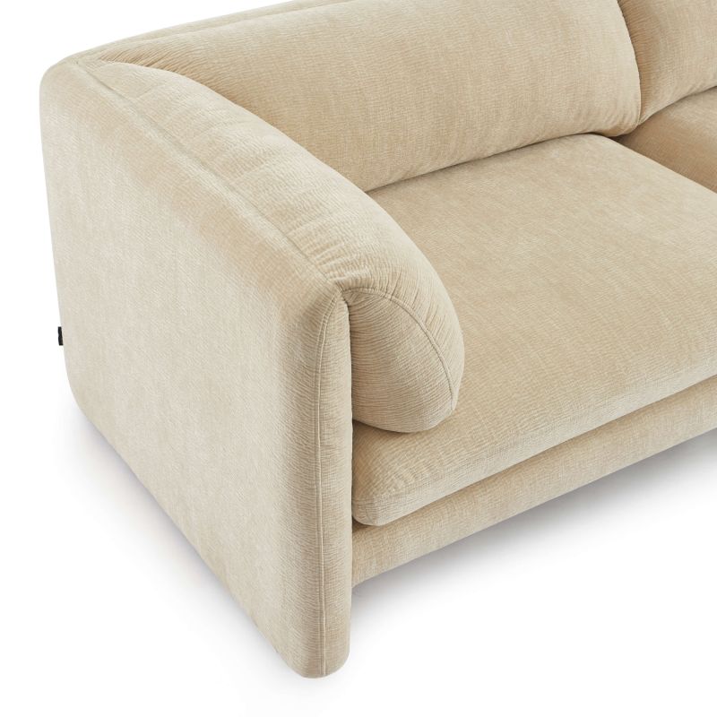 Canapé droit fixe NIKKI 3 places velours texturé beige