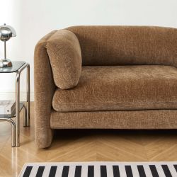 Canapé droit fixe NIKKI 3 places velours texturé marron