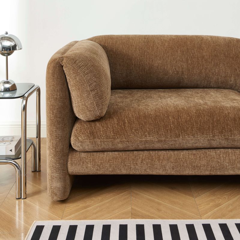 Canapé droit fixe NIKKI 3 places velours texturé marron