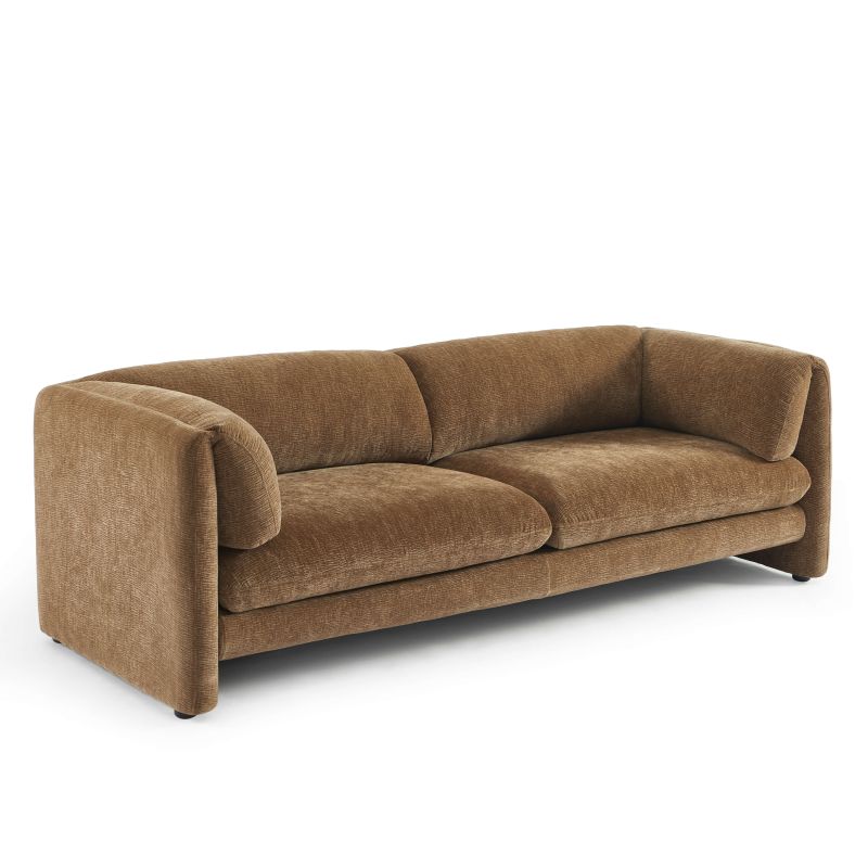 Canapé droit fixe NIKKI 3 places velours texturé marron