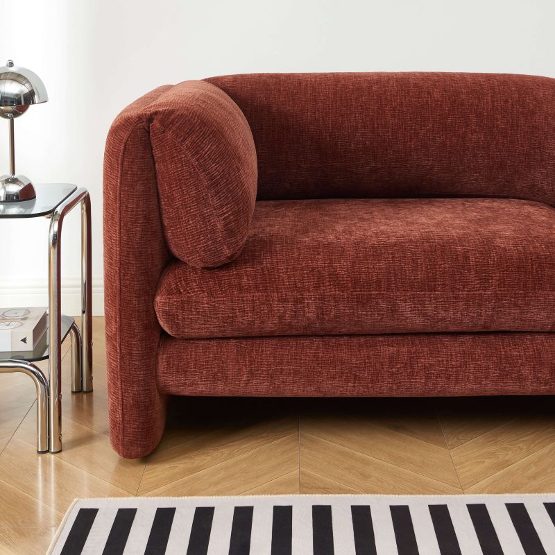 Canapé droit fixe NIKKI 3 places velours texturé terracotta