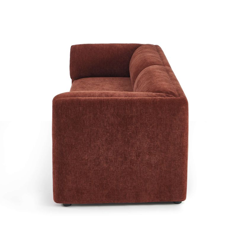 Canapé droit fixe NIKKI 3 places velours texturé terracotta