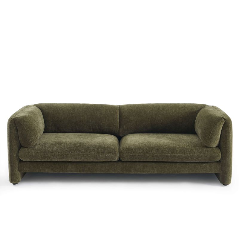 Canapé droit fixe NIKKI 3 places velours texturé vert