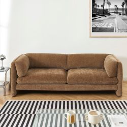 Canapé droit fixe NIKKI 3 places velours texturé marron