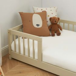 Lit enfant avec barrières EDEN 70x140 pin massif beige sommier inclus