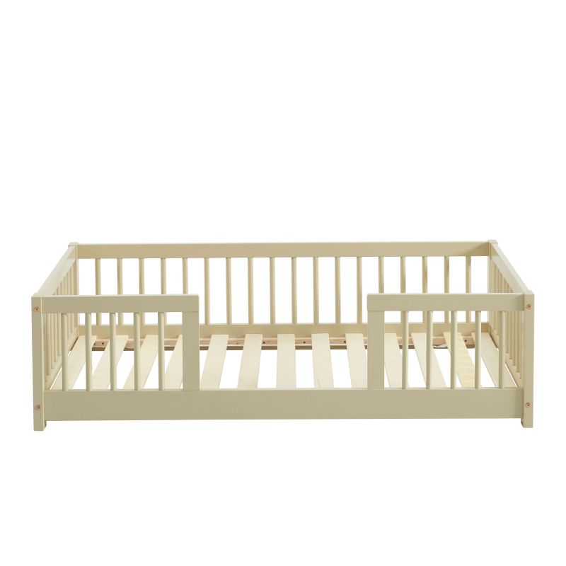 Lit enfant avec barrières EDEN 70x140 pin massif beige sommier inclus