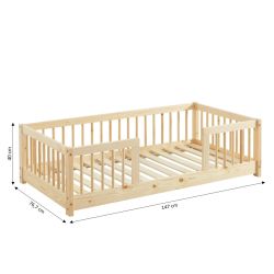 Lit enfant avec barrières EDEN 70x140 pin massif sommier inclus