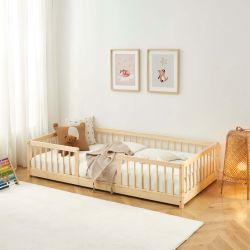 Lit enfant avec barrières EDEN pin massif 90x190 sommier inclus