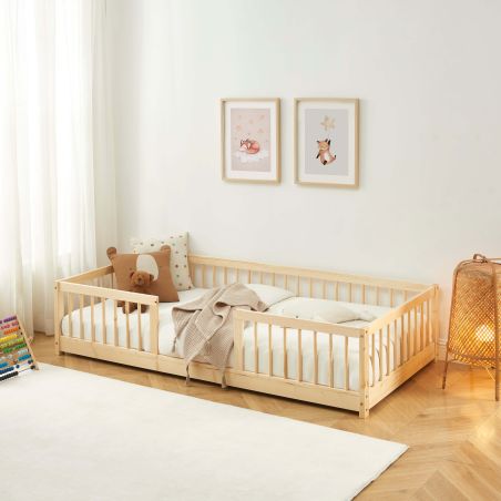 Lit enfant avec barrières EDEN pin massif 90x190 sommier inclus