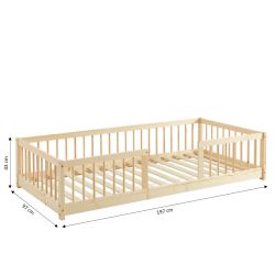 Lit enfant avec barrières EDEN pin massif 90x190 sommier inclus