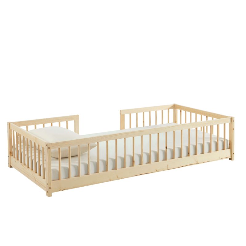 Lit enfant avec barrières EDEN pin massif 90x190 sommier inclus