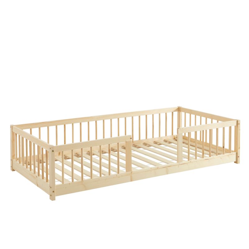 Lit enfant avec barrières EDEN pin massif 90x190 sommier inclus