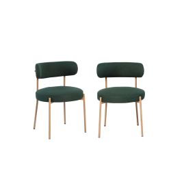 Lot de 2 chaises NOA tissu vert pieds métal finition bois