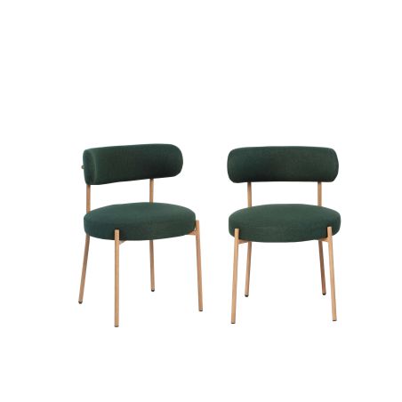 Lot de 2 chaises NOA tissu vert pieds métal finition bois