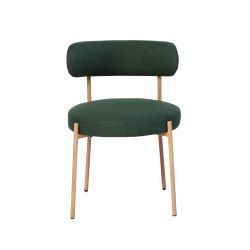 Lot de 2 chaises NOA tissu vert pieds métal finition bois