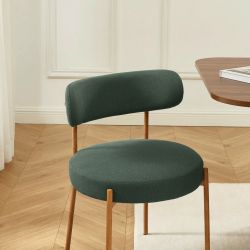 Lot de 2 chaises NOA tissu vert pieds métal finition bois