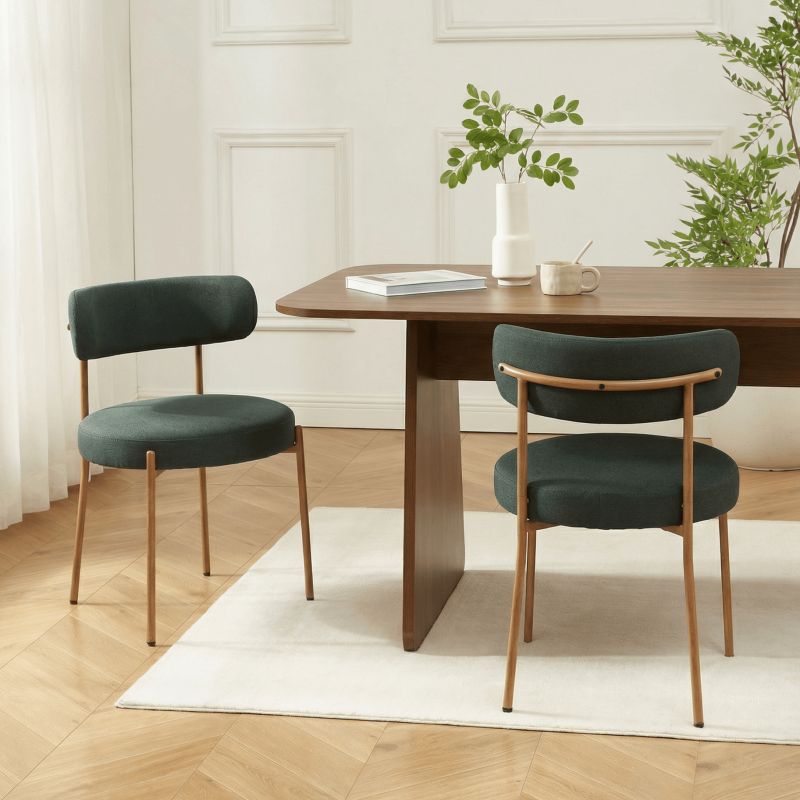 Lot de 2 chaises NOA tissu vert pieds métal finition bois