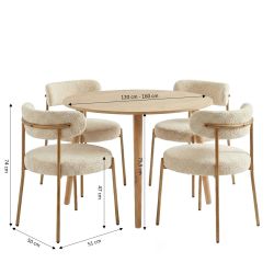 Ensemble repas table extensible ORACLE placage chêne et lot de 2 chaises NOA tissu beige