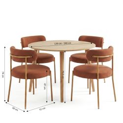 Ensemble repas table extensible ORACLE placage chêne et lot de 2 chaises NOA tissu terracotta
