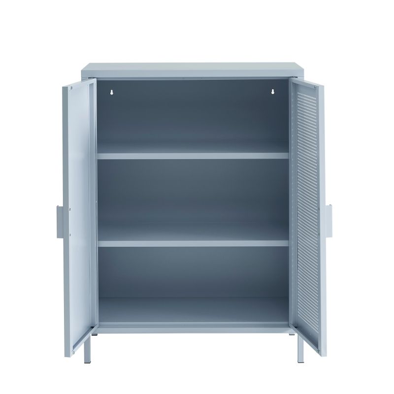 Buffet PANTONE métal gris bleu 2 portes 75cm