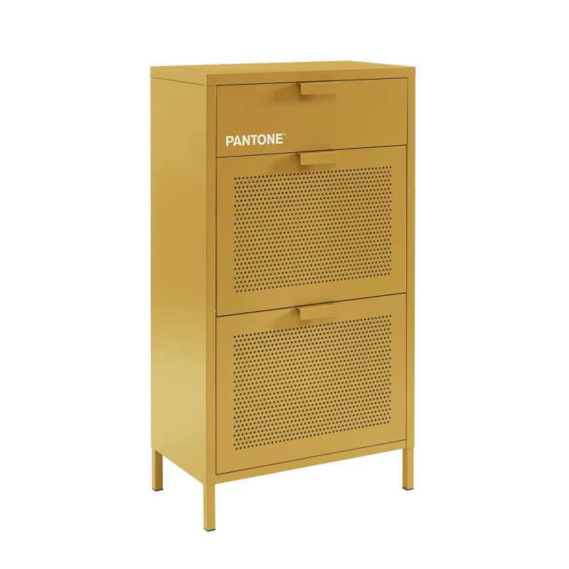 Meuble à chaussures PANTONE métal jaune moutarde 55cm