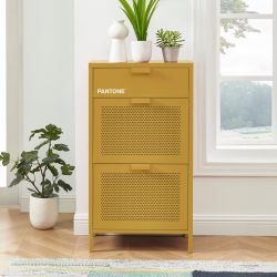 Meuble à chaussures PANTONE métal jaune moutarde 55cm