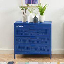 Commode PANTONE métal 4 tiroirs bleu électrique 80 cm