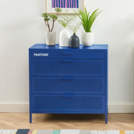 Commode PANTONE métal 4 tiroirs bleu électrique 80 cm