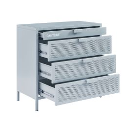 Commode PANTONE 4 tiroirs métal gris bleu 80cm