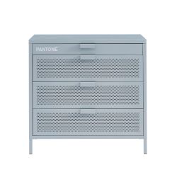 Commode PANTONE 4 tiroirs métal gris bleu 80cm