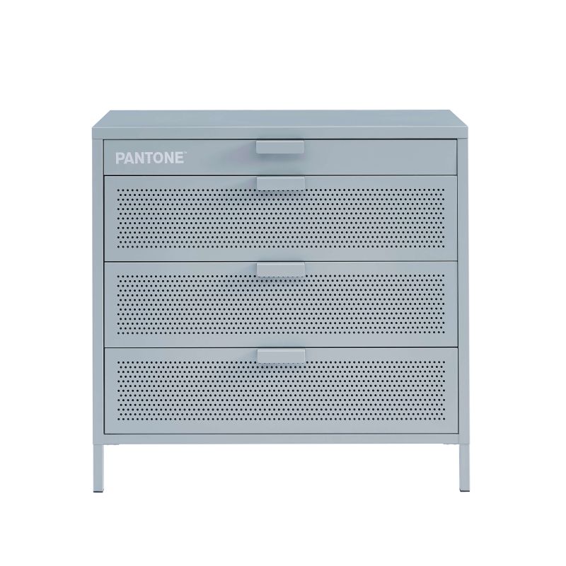 Commode PANTONE 4 tiroirs métal gris bleu 80cm