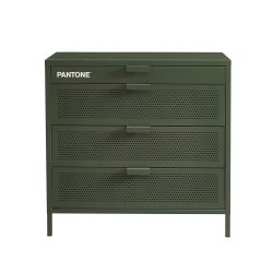 Commode PANTONE métal 4 tiroirs vert olive 80cm
