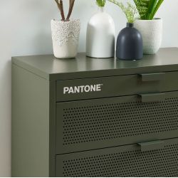 Commode PANTONE métal 4 tiroirs vert olive 80cm