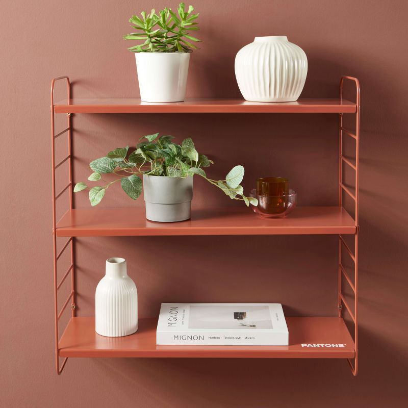 Etagère murale 3 niveaux PANTONE métal terracotta 60,5x20cm