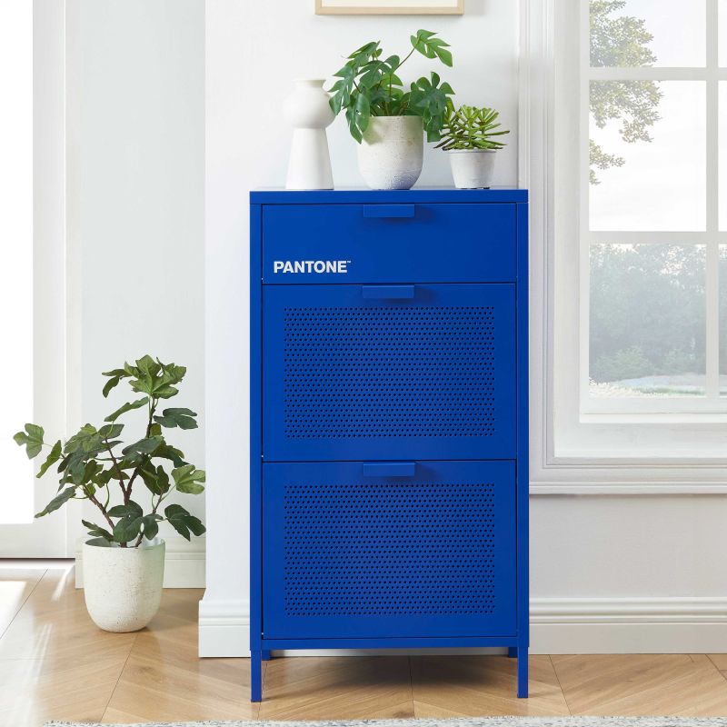 Meuble à chaussures PANTONE métal bleu électrique 55cm