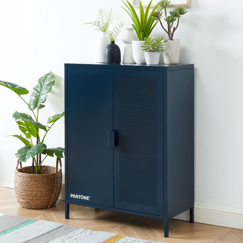 Buffet PANTONE métal bleu nuit 2 portes 75cm