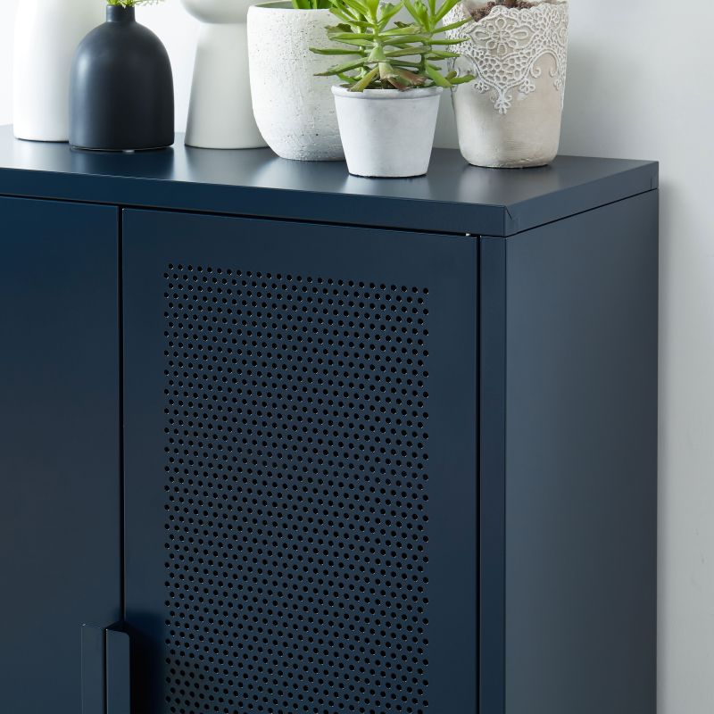 Buffet PANTONE métal bleu nuit 2 portes 75cm