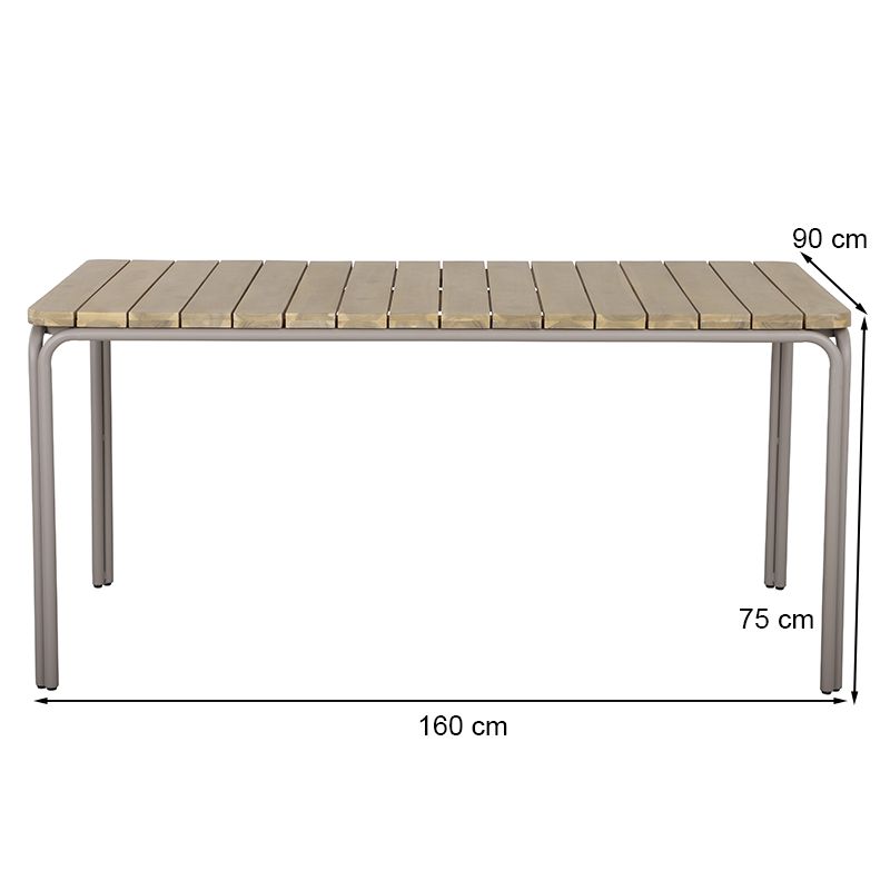 Ensemble repas table ASTI bois d'acacia FSC 160cm et lot de 4 chaises JACK velours côtelé écru