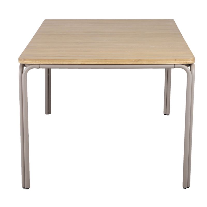Ensemble repas table ASTI bois d'acacia FSC 200cm et lot de 6 chaises JACK velours côtelé écru