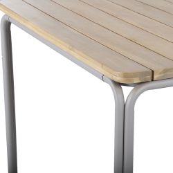 Ensemble repas table ASTI bois d'acacia FSC 200cm et lot de 6 chaises JACK velours côtelé écru