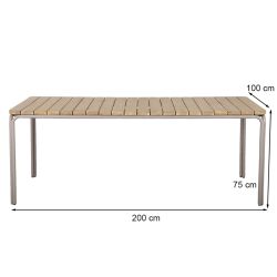 Ensemble repas table ASTI bois d'acacia FSC 200cm et lot de 6 chaises JACK velours côtelé écru