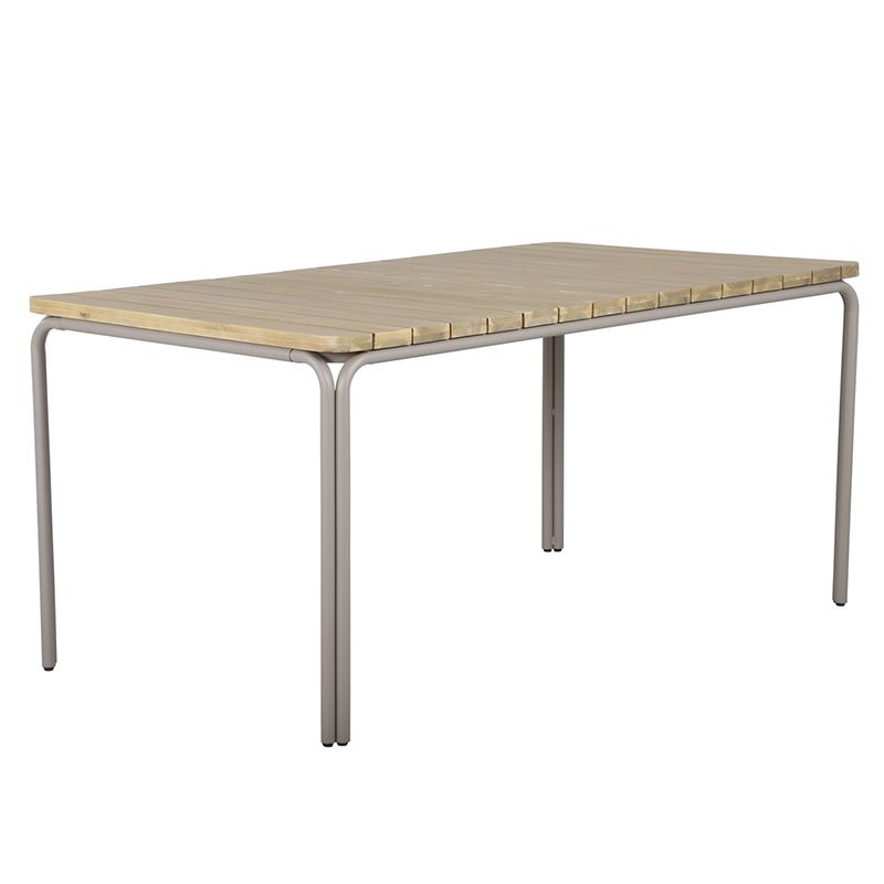 Ensemble repas table ASTI bois d'acacia FSC 160cm et lot de 4 chaises ELLA velours côtelé écru