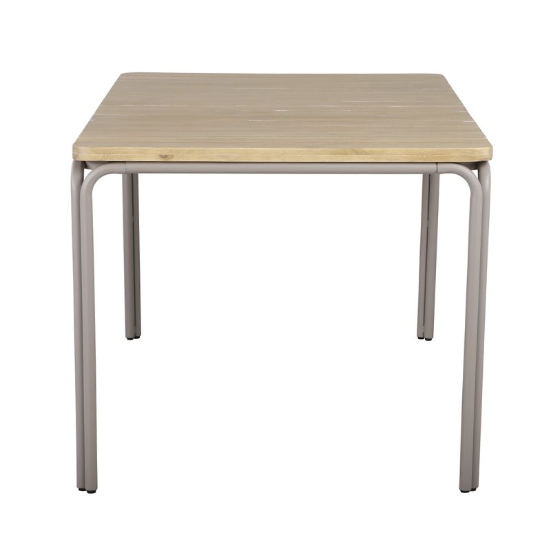 Ensemble repas table ASTI bois d'acacia FSC 160cm et lot de 4 chaises ELLA velours côtelé écru