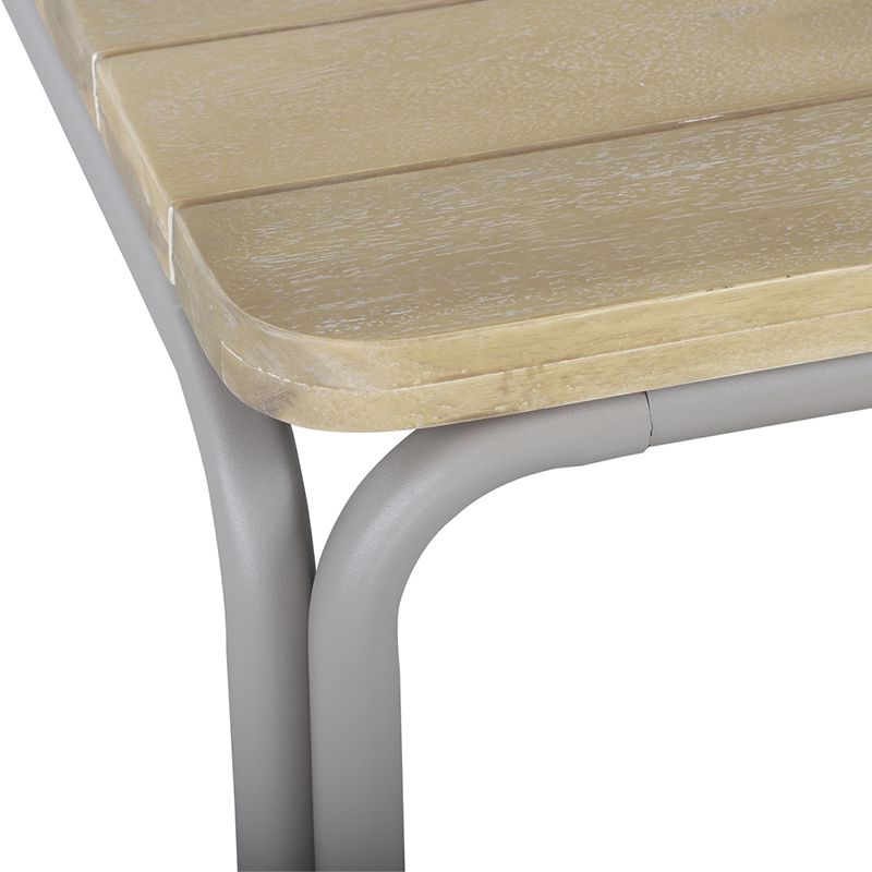 Ensemble repas table ASTI bois d'acacia FSC 160cm et lot de 4 chaises ELLA velours côtelé écru